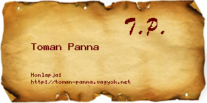 Toman Panna névjegykártya